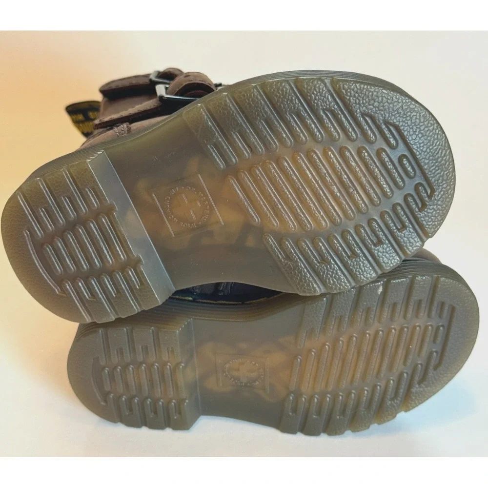 Dr. Martens Doc Jiffy Boots Brown Leather Zipper Buckles Toddler Baby Size 4